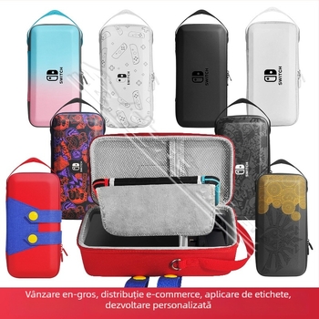 Carcasă de protecție Nintendo Switch OLED cu suport, material EVA PU denim, cusătură prin presare la cald, compatibilă Switch OLED/Switch/Lite, 500 g, închidere cu fermoar