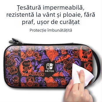Carcasă de protecție Nintendo Switch OLED cu suport, material EVA PU denim, cusătură prin presare la cald, compatibilă Switch OLED/Switch/Lite, 500 g, închidere cu fermoar