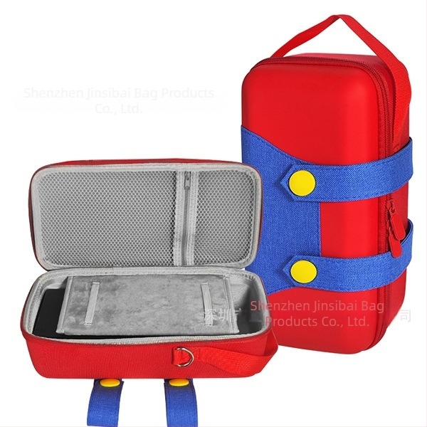Carcasă de protecție Nintendo Switch OLED cu suport, material EVA PU denim, cusătură prin presare la cald, compatibilă Switch OLED/Switch/Lite, 500 g, închidere cu fermoar