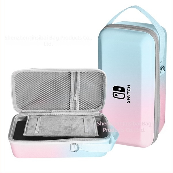 Carcasă de protecție Nintendo Switch OLED cu suport, material EVA PU denim, cusătură prin presare la cald, compatibilă Switch OLED/Switch/Lite, 500 g, închidere cu fermoar