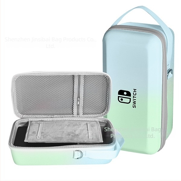 Carcasă de protecție Nintendo Switch OLED cu suport, material EVA PU denim, cusătură prin presare la cald, compatibilă Switch OLED/Switch/Lite, 500 g, închidere cu fermoar