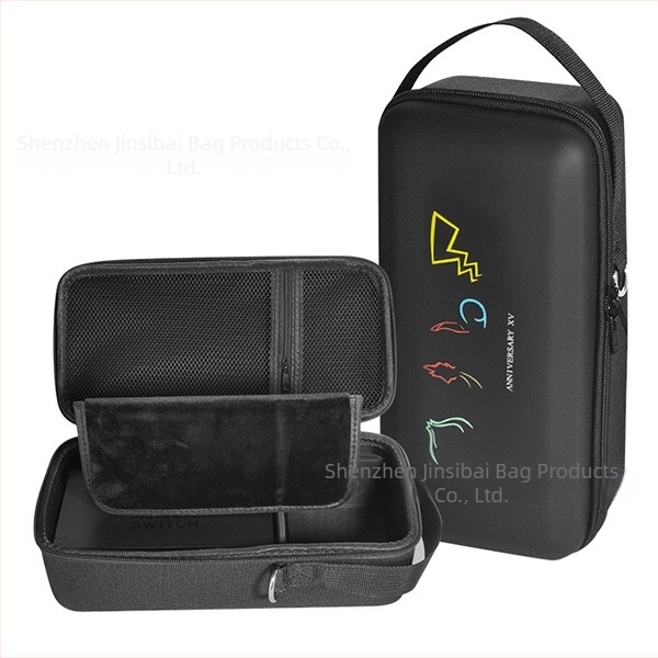 Carcasă de protecție Nintendo Switch OLED cu suport, material EVA PU denim, cusătură prin presare la cald, compatibilă Switch OLED/Switch/Lite, 500 g, închidere cu fermoar