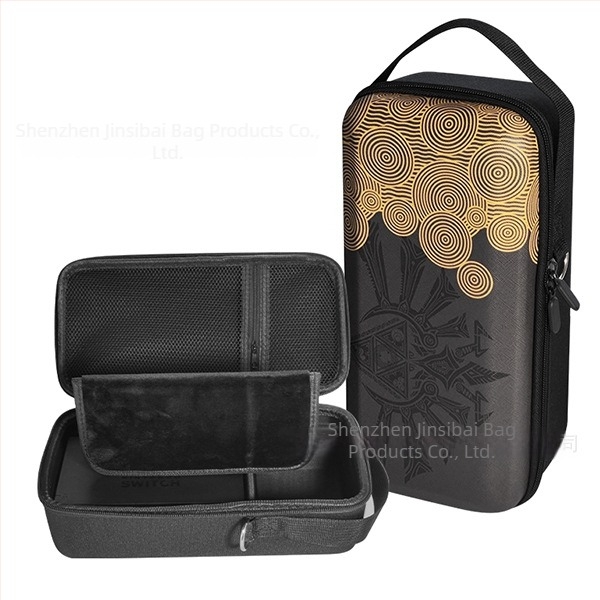 Carcasă de protecție Nintendo Switch OLED cu suport, material EVA PU denim, cusătură prin presare la cald, compatibilă Switch OLED/Switch/Lite, 500 g, închidere cu fermoar