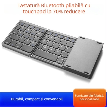 Tastatură Bluetooth pliabilă pentru telefoane și tablete, corp din aliaj de aluminiu, peste 98 taste, conectare la până la 3 dispozitive simultan