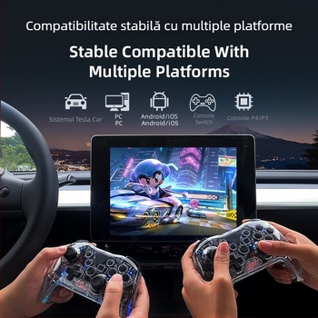 Controler de joc fără fir cu Bluetooth, vibrație cu motoare duale și senzor de mișcare cu șase axe