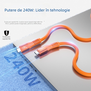 Cablu USB Type-C pentru date, 240W încărcare rapidă pentru laptopuri, tablete și telefoane