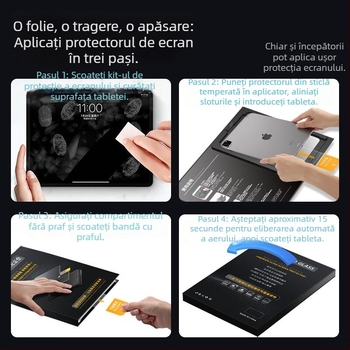 Protector de ecran din sticlă temperată pentru iPad, cu claritate HD, rezistent la spargere, împotriva prafului, anti-amprente, acoperire completă