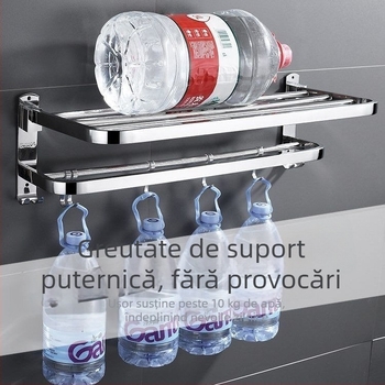 Suport pentru prosoape din oțel inoxidabil, fără găurire, pliabil pentru baie, 1 etaj, capacitate de încărcare până la 1 kg