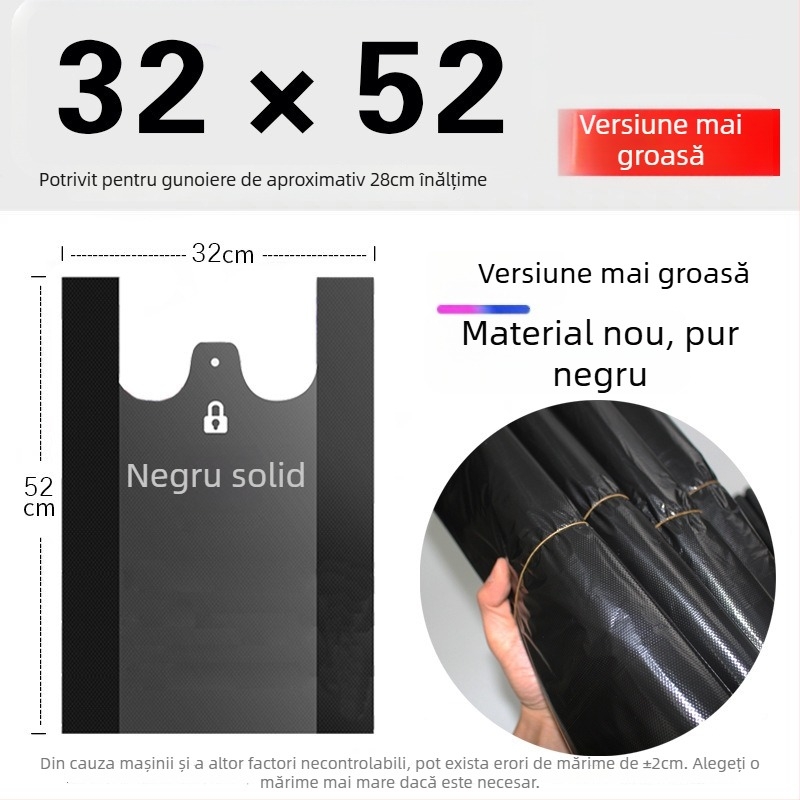 Pungi de gunoi în stil vestă, de unică folosință, PE gros (Material: PE; Biodegradabil: Nu; Stil: Vestă; De unică folosință: Da; Grosime: Îngroșat)