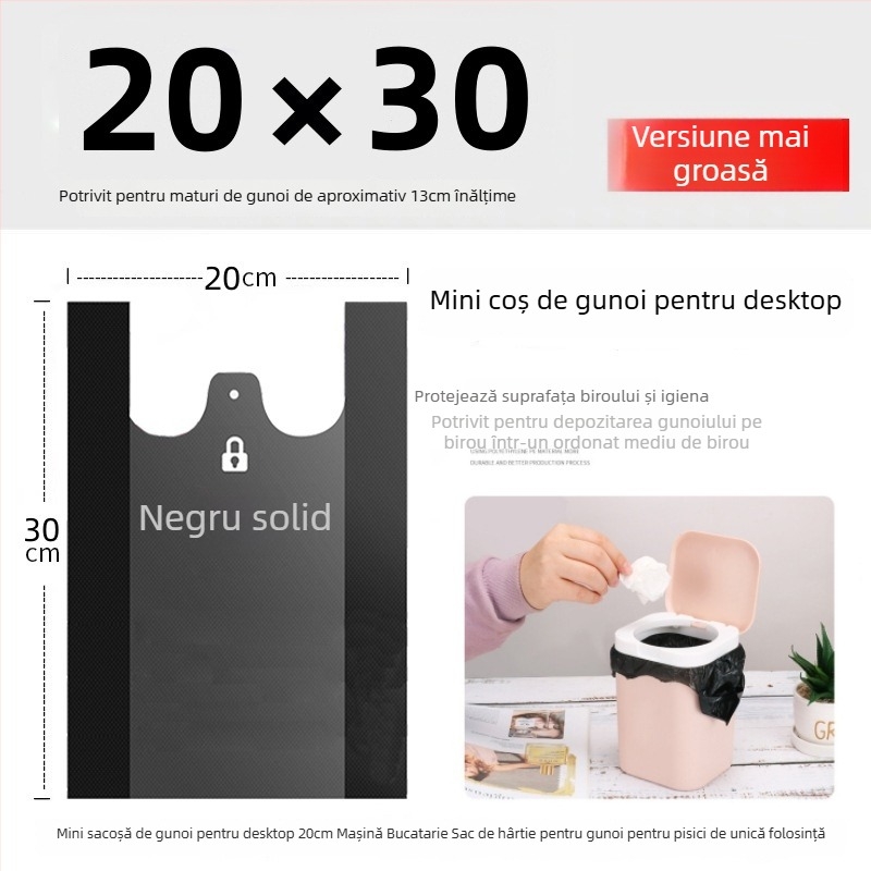 Pungi de gunoi în stil vestă, de unică folosință, PE gros (Material: PE; Biodegradabil: Nu; Stil: Vestă; De unică folosință: Da; Grosime: Îngroșat)