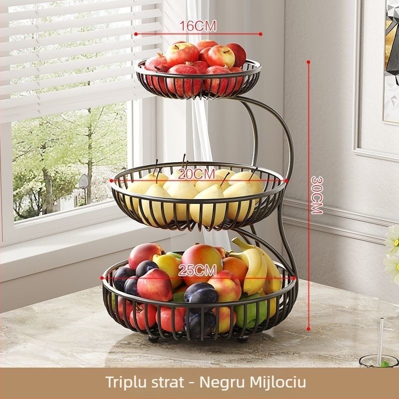 Coș de fructe cu mai multe niveluri pentru sufragerie — afișaj pe masă, stil simplu, stil chinezesc nou