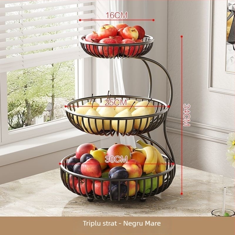 Coș de fructe cu mai multe niveluri pentru sufragerie — afișaj pe masă, stil simplu, stil chinezesc nou