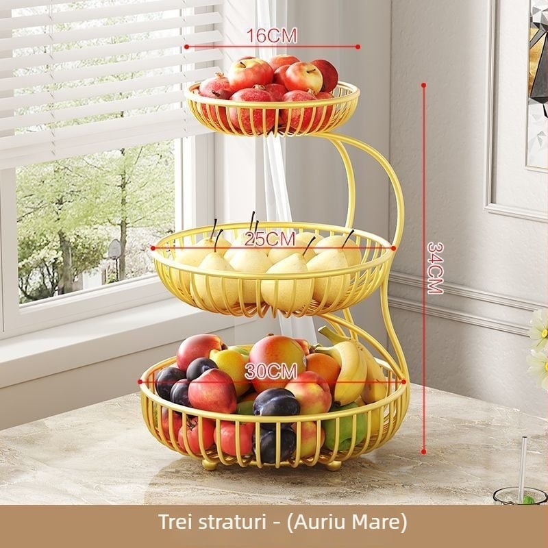 Coș de fructe cu mai multe niveluri pentru sufragerie — afișaj pe masă, stil simplu, stil chinezesc nou