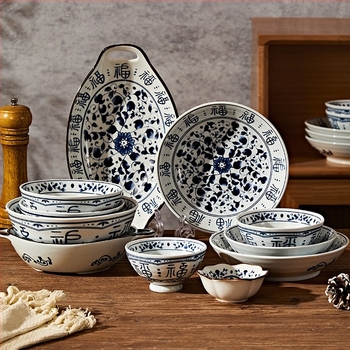 Baichuang farfurie plată din porțelan – rotundă, culoare sub glazură, compatibilă cu microundele