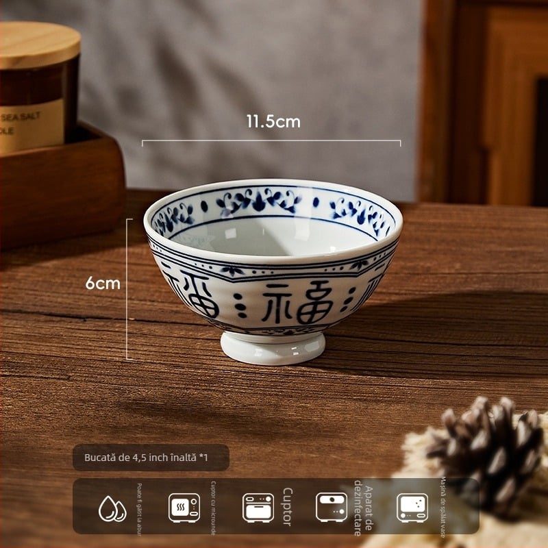 Baichuang farfurie plată din porțelan – rotundă, culoare sub glazură, compatibilă cu microundele