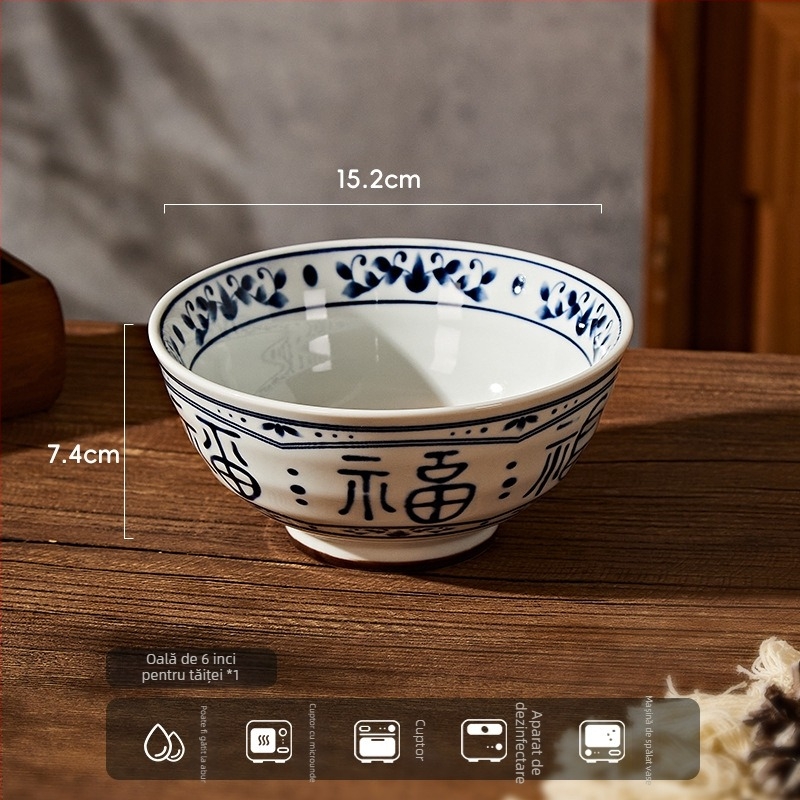 Baichuang farfurie plată din porțelan – rotundă, culoare sub glazură, compatibilă cu microundele