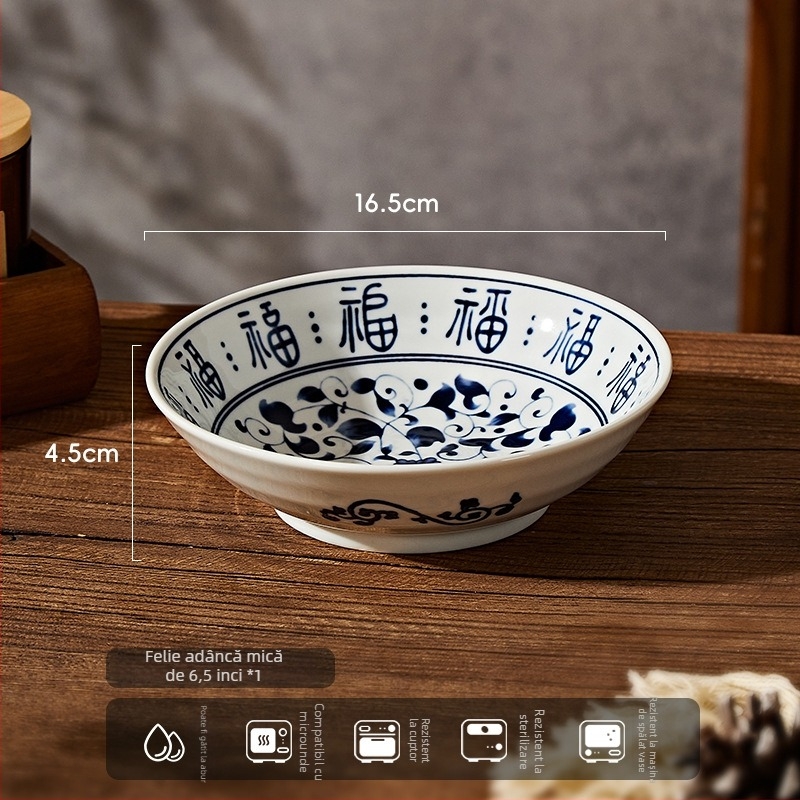 Baichuang farfurie plată din porțelan – rotundă, culoare sub glazură, compatibilă cu microundele