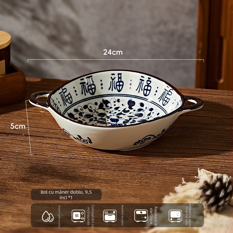 Baichuang farfurie plată din porțelan – rotundă, culoare sub glazură, compatibilă cu microundele