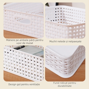 Liangbao coș plastic dreptunghiular pentru depozitare — pentru fructe și legume, gustări, papetărie, cosmetice și medicamente (stil japonez)