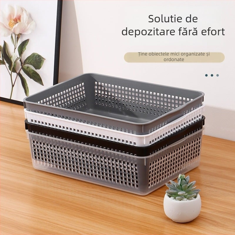 Liangbao coș plastic dreptunghiular pentru depozitare — pentru fructe și legume, gustări, papetărie, cosmetice și medicamente (stil japonez)