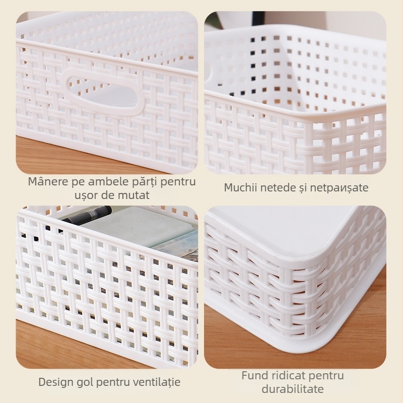 Liangbao coș plastic dreptunghiular pentru depozitare — pentru fructe și legume, gustări, papetărie, cosmetice și medicamente (stil japonez)