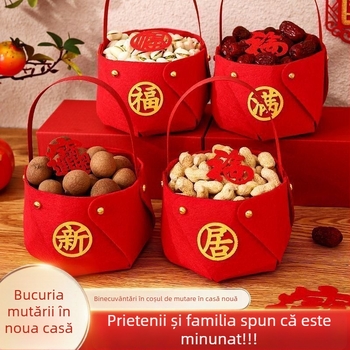 Coș cadou Joy din material textil pentru casa nouă – decor pentru amenajare, ambalaj PP, potrivit ca dar pentru cupluri, colegi, vârstnici