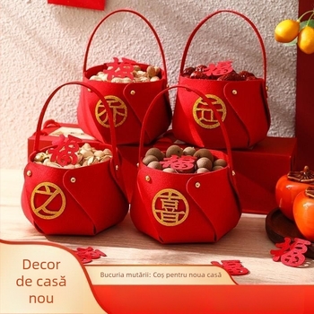 Coș cadou Joy din material textil pentru casa nouă – decor pentru amenajare, ambalaj PP, potrivit ca dar pentru cupluri, colegi, vârstnici