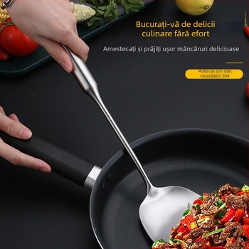 Set lingură și spatulă din oțel inoxidabil, 6 piese, mâner antiderapant, rezistent la temperaturi ridicate