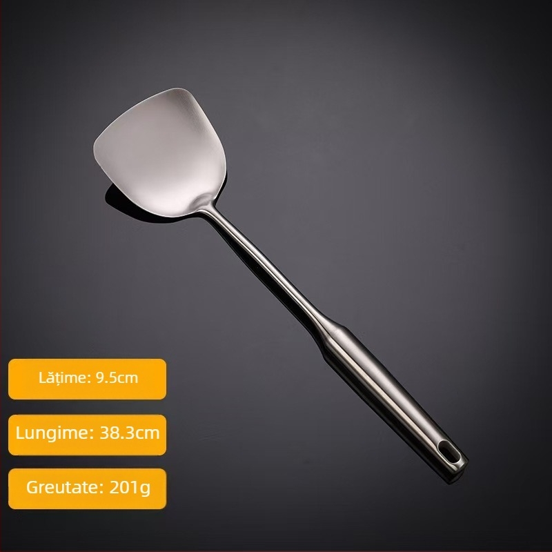 Set lingură și spatulă din oțel inoxidabil, 6 piese, mâner antiderapant, rezistent la temperaturi ridicate