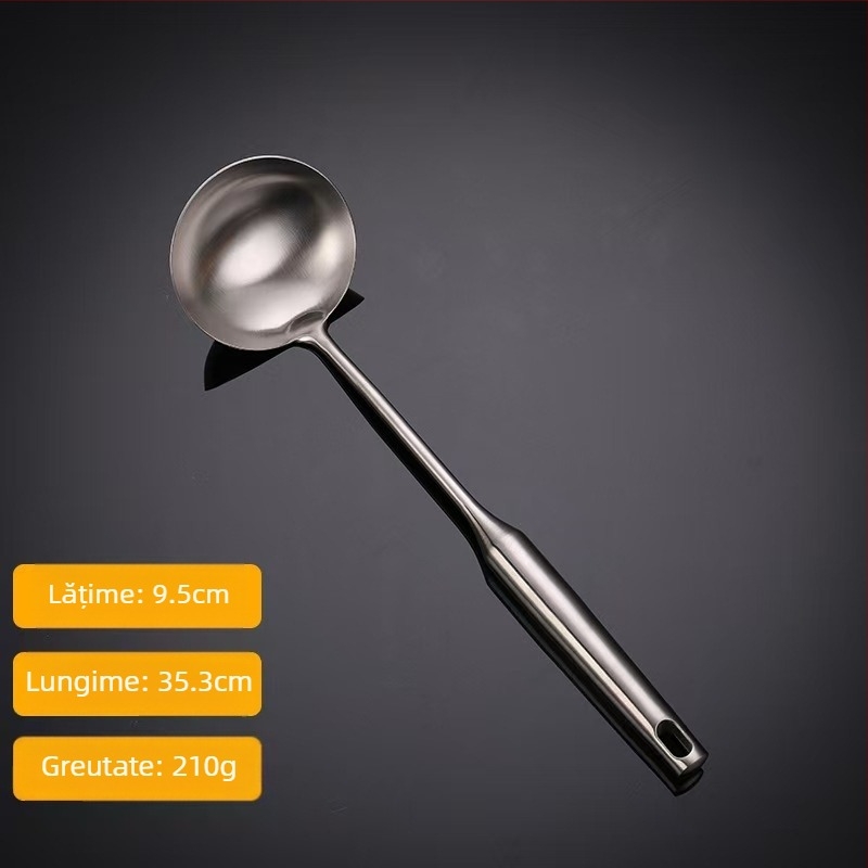 Set lingură și spatulă din oțel inoxidabil, 6 piese, mâner antiderapant, rezistent la temperaturi ridicate