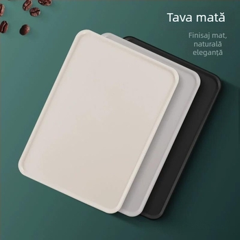 Tavă de ceai pentru camere de hotel — plastic, pătrată, model simplu, stil modern, suprafață desenată manual