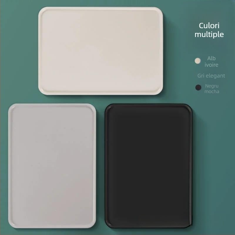 Tavă de ceai pentru camere de hotel — plastic, pătrată, model simplu, stil modern, suprafață desenată manual