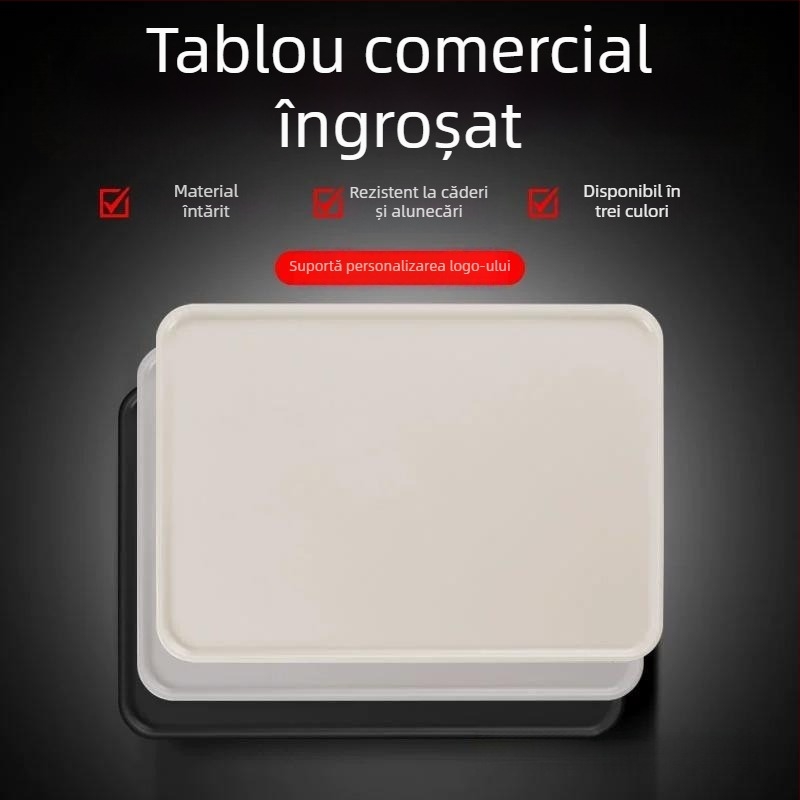 Tavă de ceai pentru camere de hotel — plastic, pătrată, model simplu, stil modern, suprafață desenată manual