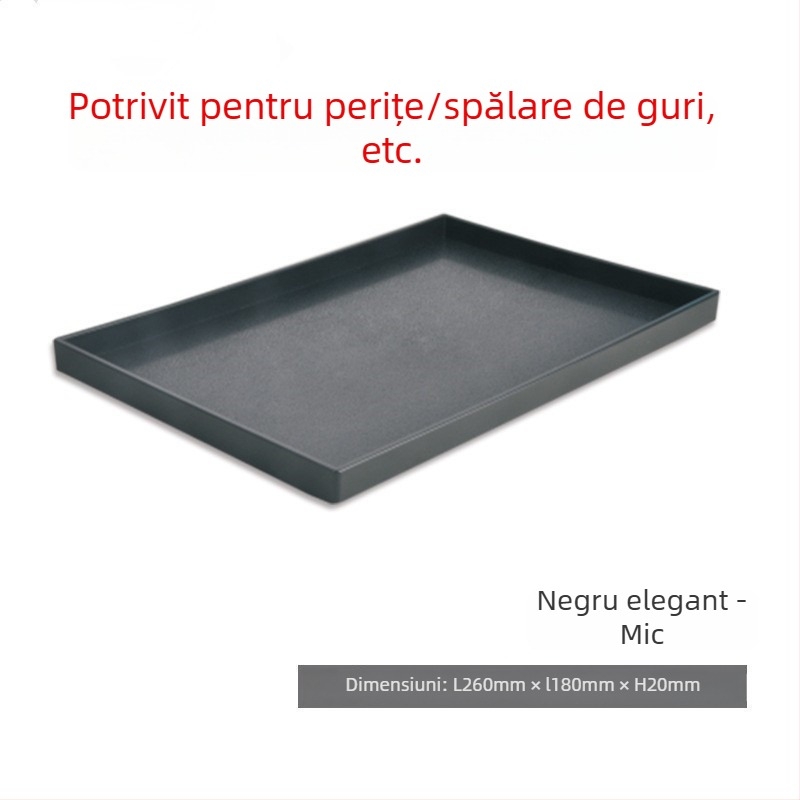 Tavă de ceai pentru camere de hotel — plastic, pătrată, model simplu, stil modern, suprafață desenată manual