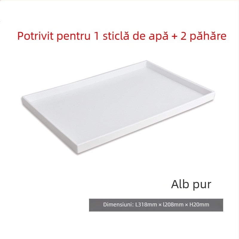 Tavă de ceai pentru camere de hotel — plastic, pătrată, model simplu, stil modern, suprafață desenată manual