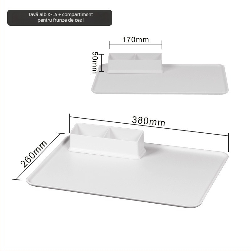 Tavă de ceai pentru camere de hotel — plastic, pătrată, model simplu, stil modern, suprafață desenată manual