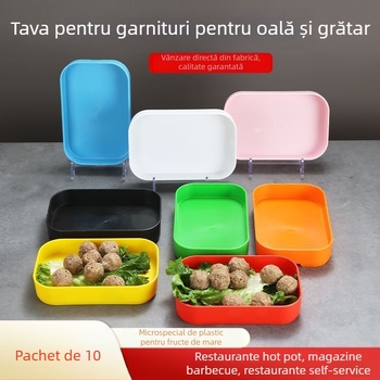 Tacâm dreptunghiular din plastic pentru fructe de mare, pentru hot pot și BBQ – finisaj sub glazură, stil modern