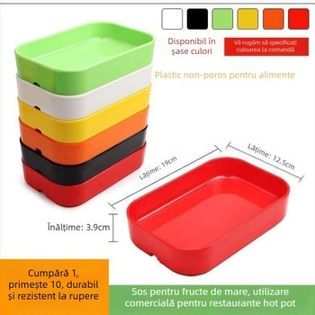 Tacâm dreptunghiular din plastic pentru fructe de mare, pentru hot pot și BBQ – finisaj sub glazură, stil modern