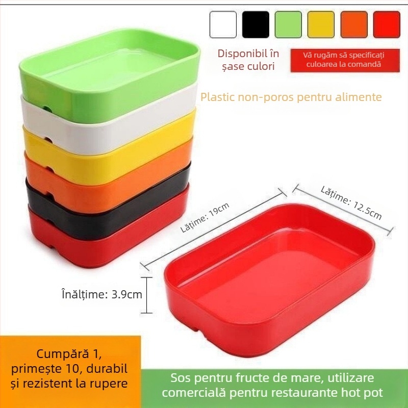 Tacâm dreptunghiular din plastic pentru fructe de mare, pentru hot pot și BBQ – finisaj sub glazură, stil modern