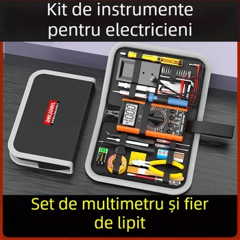 Set de multimetră și fier de lipit pentru instruire în electronică — 21 de piese, cu husă Jingling