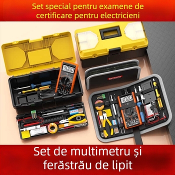 Set de multimetră și fier de lipit pentru instruire în electronică — 21 de piese, cu husă Jingling