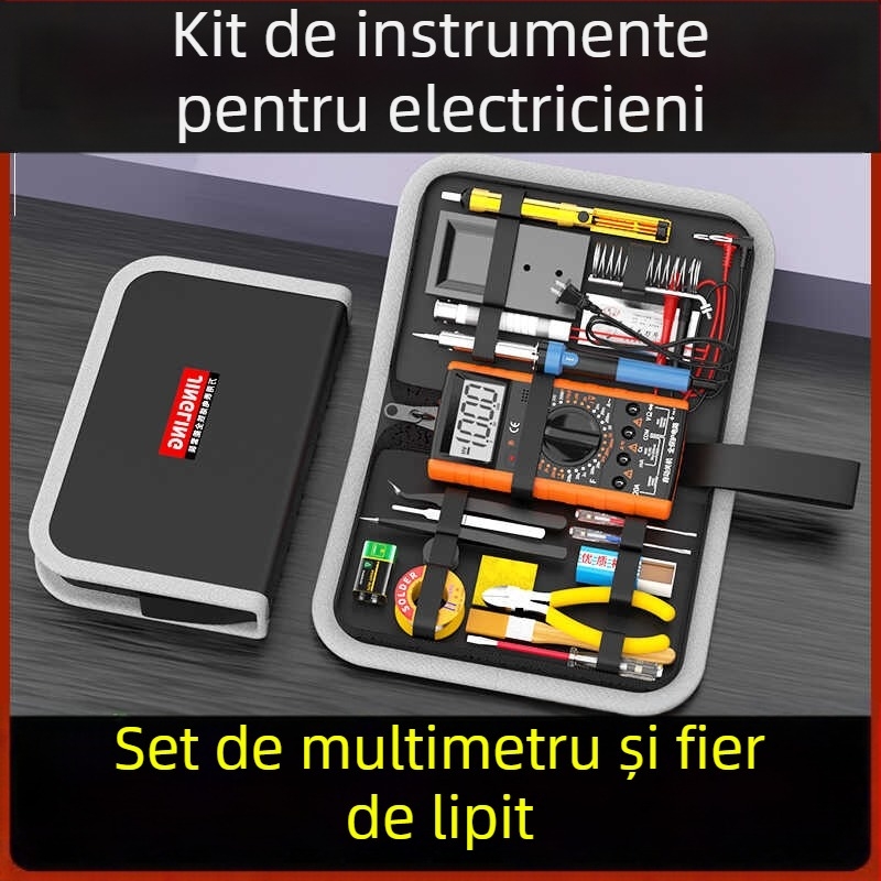 Set de multimetră și fier de lipit pentru instruire în electronică — 21 de piese, cu husă Jingling
