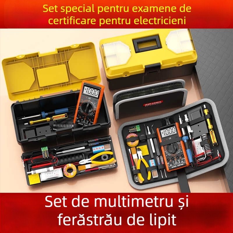 Set de multimetră și fier de lipit pentru instruire în electronică — 21 de piese, cu husă Jingling