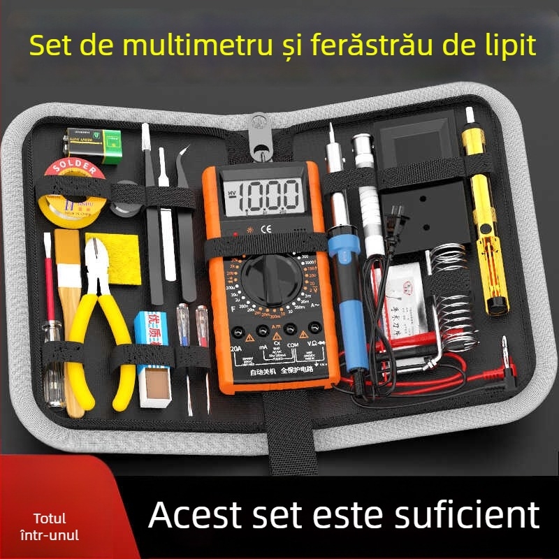 Set de multimetră și fier de lipit pentru instruire în electronică — 21 de piese, cu husă Jingling