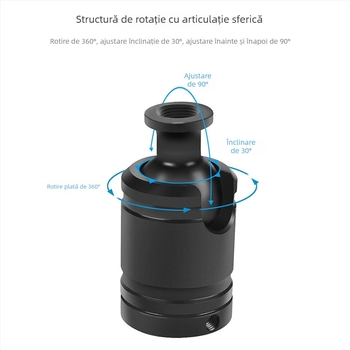 Cap bal universal cu amortizare constantă, suport magnetic, interfață 1/4 inch pentru bliț, rotație de 360°