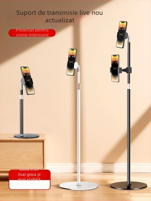 Suport pentru telefon mobil pentru streaming live și fotografie pe birou, suport metalic pentru podea, din oțel-carbon, stil cyberpunk
