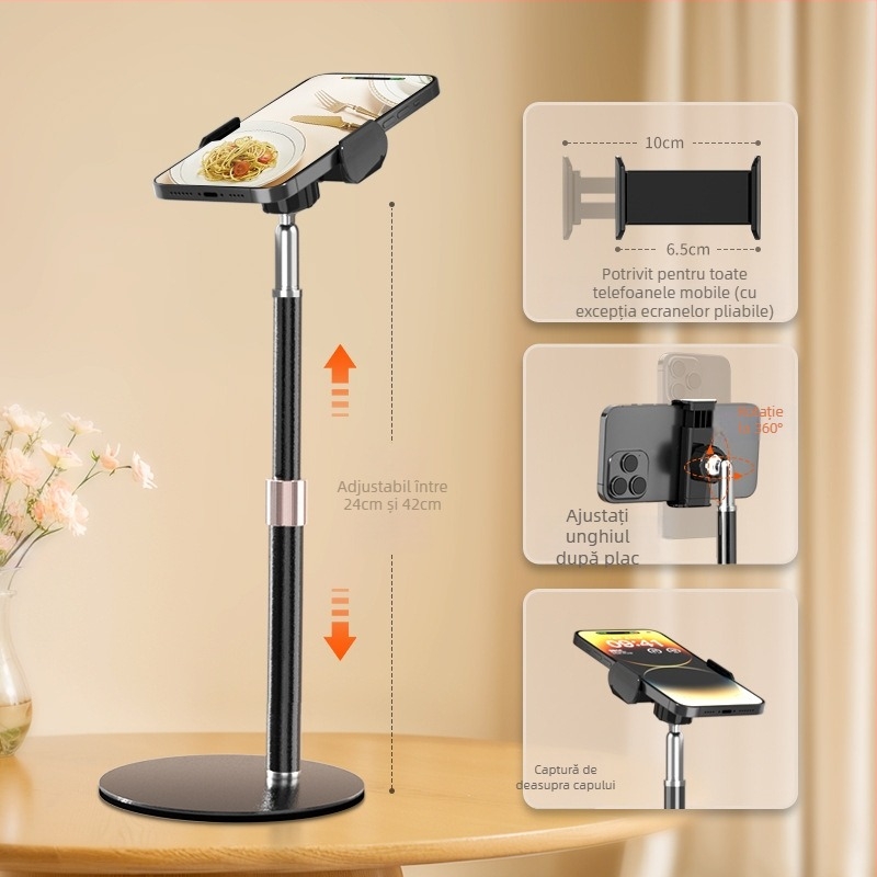 Suport pentru telefon mobil pentru streaming live și fotografie pe birou, suport metalic pentru podea, din oțel-carbon, stil cyberpunk