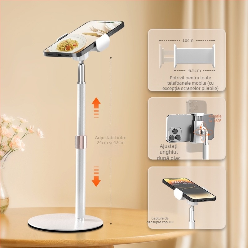 Suport pentru telefon mobil pentru streaming live și fotografie pe birou, suport metalic pentru podea, din oțel-carbon, stil cyberpunk