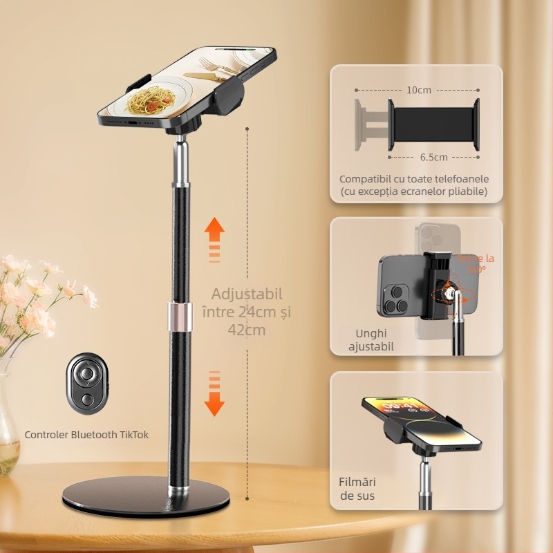 Suport pentru telefon mobil pentru streaming live și fotografie pe birou, suport metalic pentru podea, din oțel-carbon, stil cyberpunk