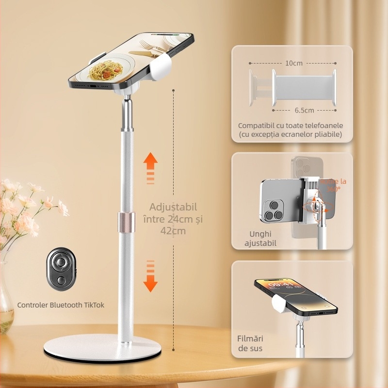 Suport pentru telefon mobil pentru streaming live și fotografie pe birou, suport metalic pentru podea, din oțel-carbon, stil cyberpunk